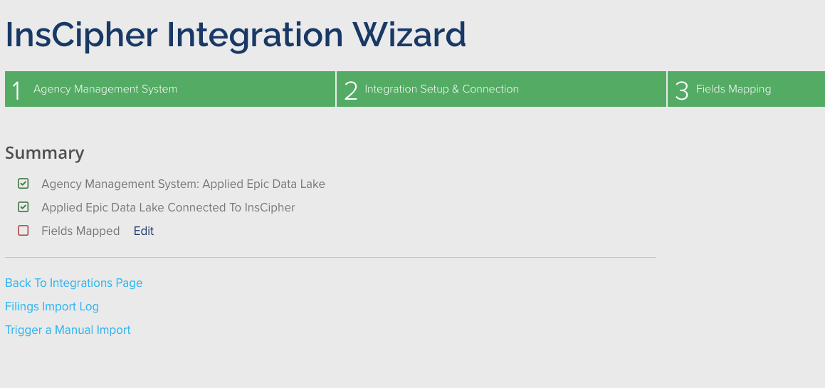 Integration Wizard Step 4 — Summary