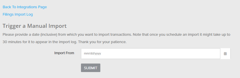 Trigger a Manual Import